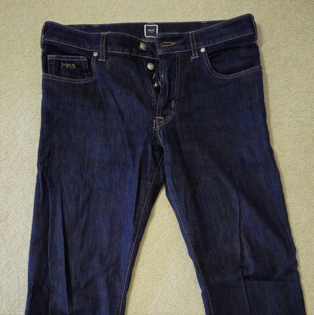 MMX Men's Dark Indigo Straight Jeans
